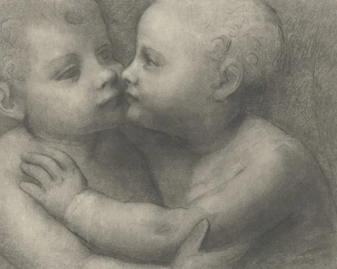 Boutiques de musées Estampe Deux enfants qui s'embrassent - Léonard de Vinci Outlet