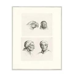Dessins<Boutiques de musées Estampe Deux têtes de perroquets et deux têtes d'hommes