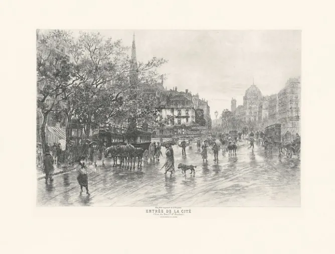 Paris Et Le Louvre<Boutiques de musées Estampe Entrée de la Cité, vue du pont Saint-Michel