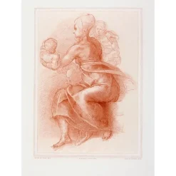 Dessins<Boutiques de musées Estampe Etude de femme assise tenant un enfant - Michel-Ange