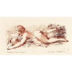 Boutiques de musées Estampe Femme nue couchée sur le ventre tenant un vase Hot
