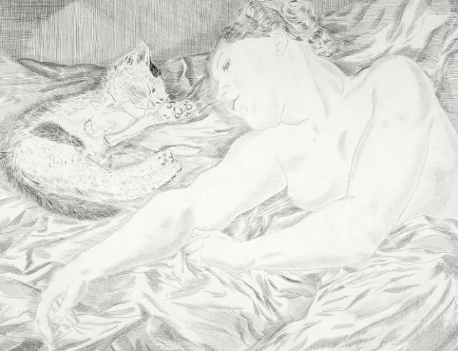 Art Moderne<Boutiques de musées Estampe La femme au chat - Foujita