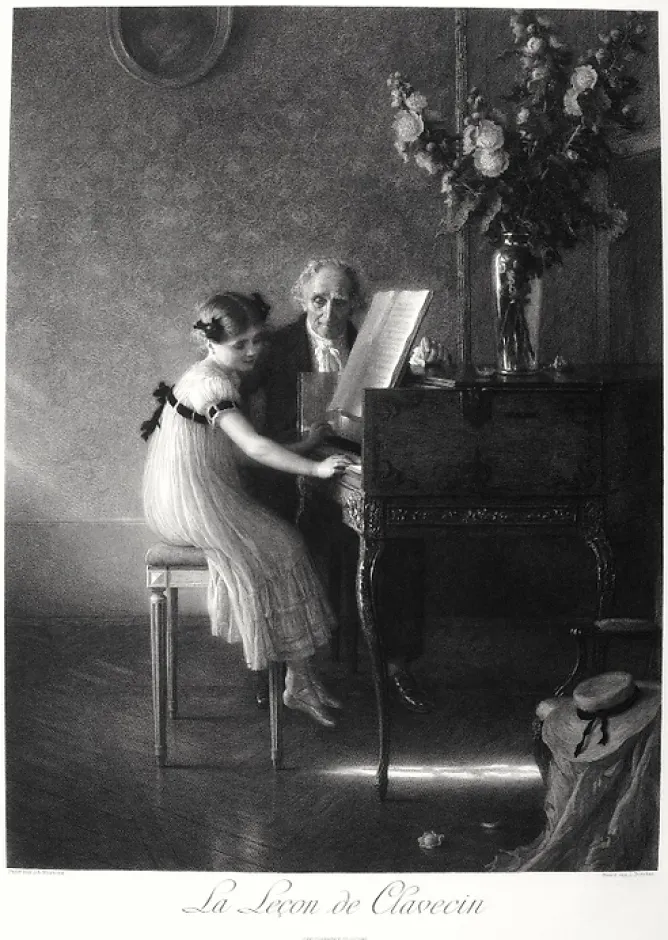 Chefs D'Œuvre Des Musées<Boutiques de musées Estampe La leçon de clavecin - Jules Alexis Muenier