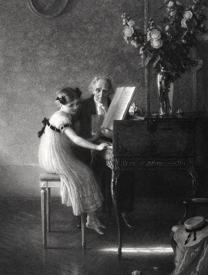 Chefs D'Œuvre Des Musées<Boutiques de musées Estampe La leçon de clavecin - Jules Alexis Muenier