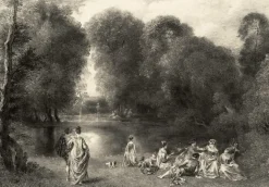 Boutiques de musées Estampe L'assemblée dans un parc - Jean-Antoine Watteau Outlet