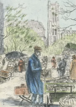Paris Et Le Louvre<Boutiques de musées Estampe Le marché aux oiseaux - Eugène-Louis Véder