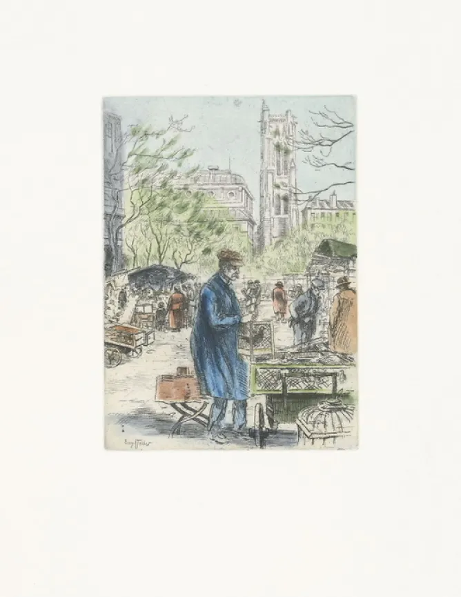 Paris Et Le Louvre<Boutiques de musées Estampe Le marché aux oiseaux - Eugène-Louis Véder