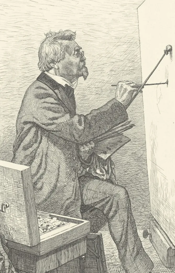 Boutiques de musées Estampe Le peintre Melotte devant son chevalet - Emile-Frédéric Nicolle New