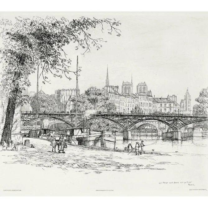 Boutiques de musées Estampe Le Pont des Arts et l'Île de la Cité à Paris - Caroline Helena Armington Hot