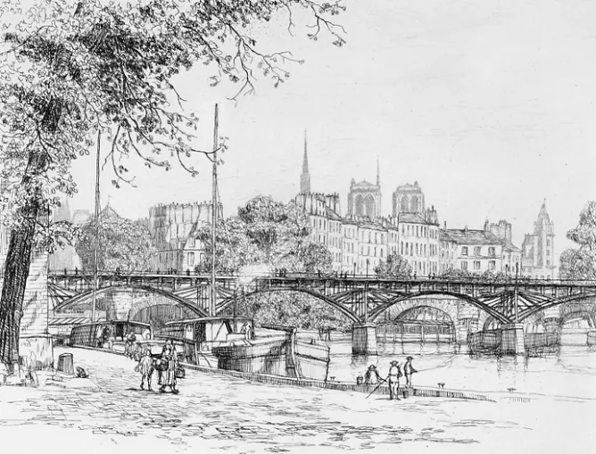 Boutiques de musées Estampe Le Pont des Arts et l'Île de la Cité à Paris - Caroline Helena Armington Hot
