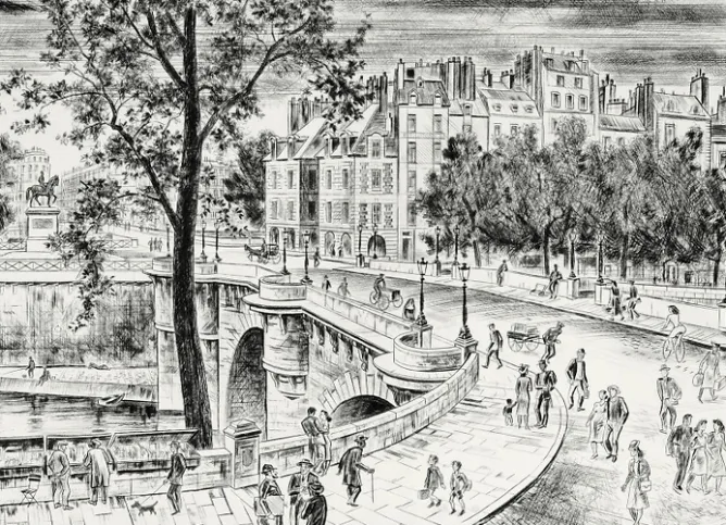 Paris Et Le Louvre|Art Moderne<Boutiques de musées Estampe Le Pont Neuf à Paris - Jacques Boullaire