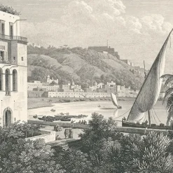 Architecture Et Villes<Boutiques de musées Estampe Le port de Mergellina, Naples, côté du Pausylippe