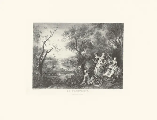 Chefs D'Œuvre Des Musées<Boutiques de musées Estampe Le printemps ou L'oiseleur - Nicolas Lancret