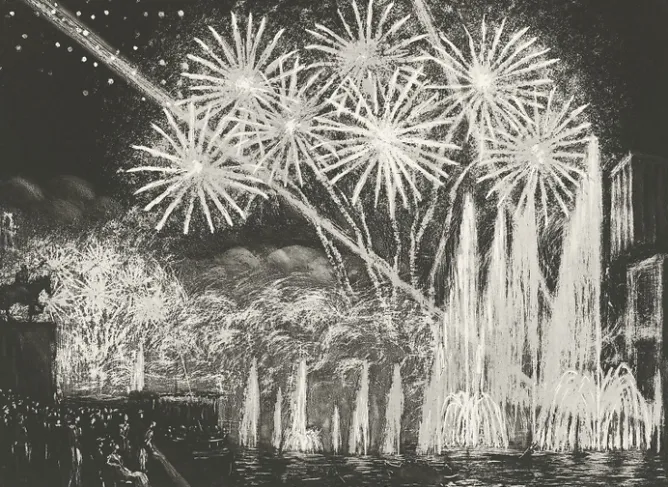Boutiques de musées Estampe Les Fontaines Lumineuses (Exposition1937) - Raphaël Drouart Discount
