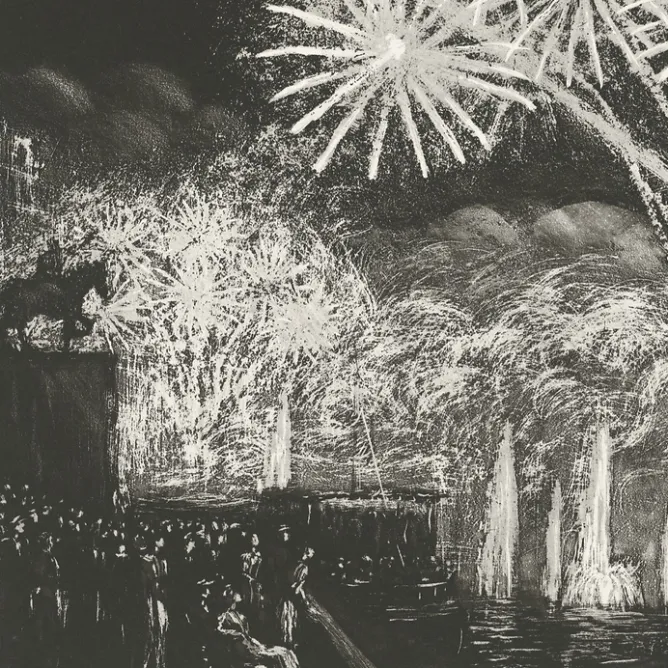 Boutiques de musées Estampe Les Fontaines Lumineuses (Exposition1937) - Raphaël Drouart Discount