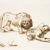 Boutiques de musées Estampe Lion s'approchant d'un cadavre - Rembrandt Outlet