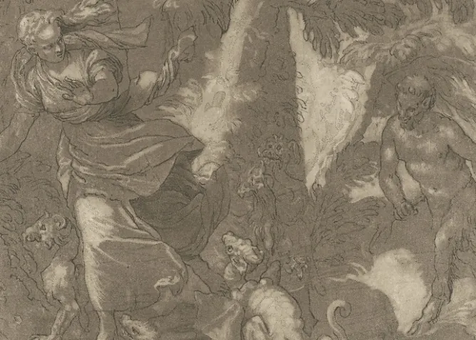 Boutiques de musées Estampe Nymphe poursuivie par un satyre - Véronèse Online