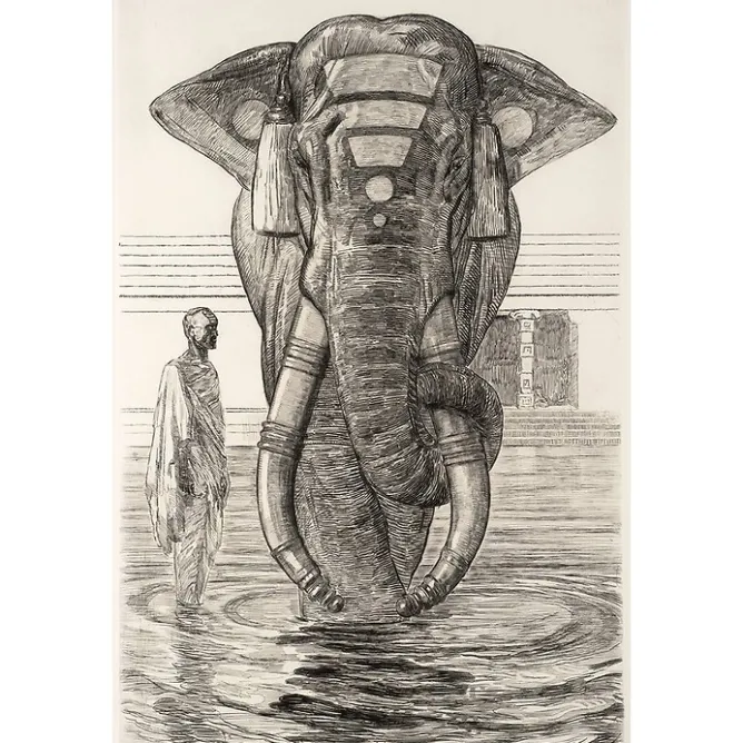 Boutiques de musées Estampe Paul Jouve - Éléphant du temple de Siva (Indes anglaises) Online