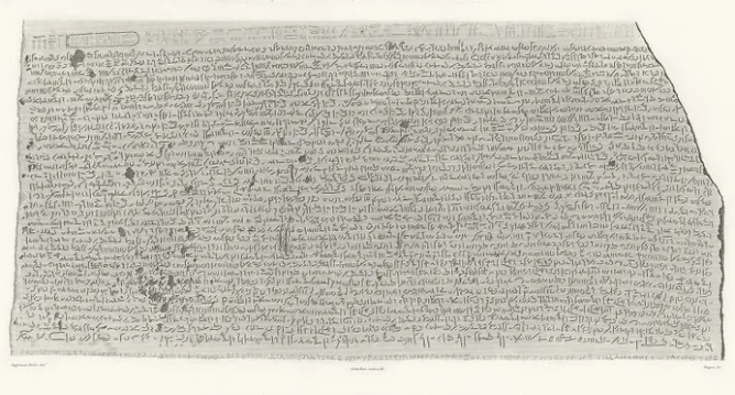 Description De L'Égypte<Boutiques de musées Estampe Pierre de rosette Partie centrale - Égyptien démotique