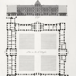 Paris Et Le Louvre<Boutiques de musées Estampe Plan, élévation et coupe du Louvre - Louis-Pierre Baltard