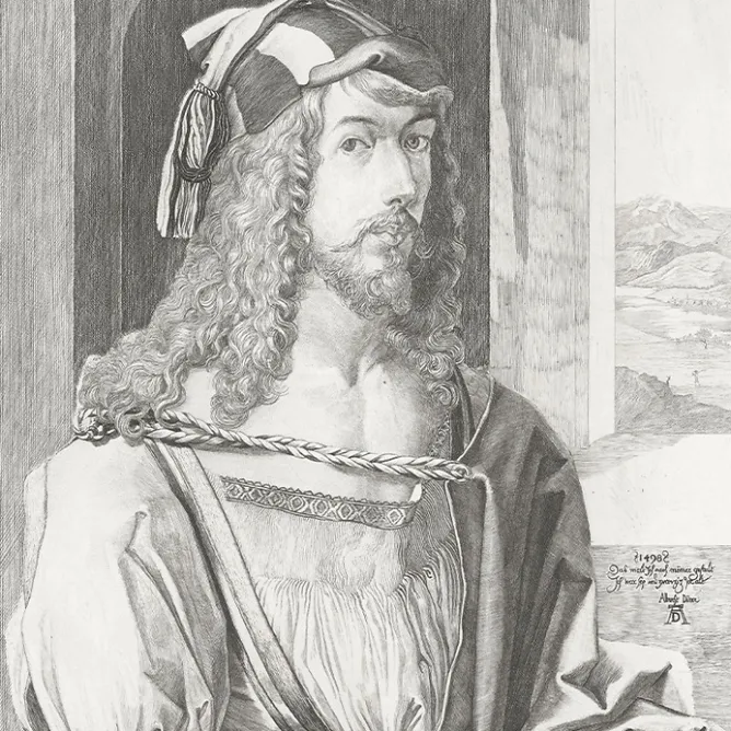 Boutiques de musées Estampe Portrait de l'artiste gravé par Emile Jean Sulpis d'après Albrecht Dürer Outlet