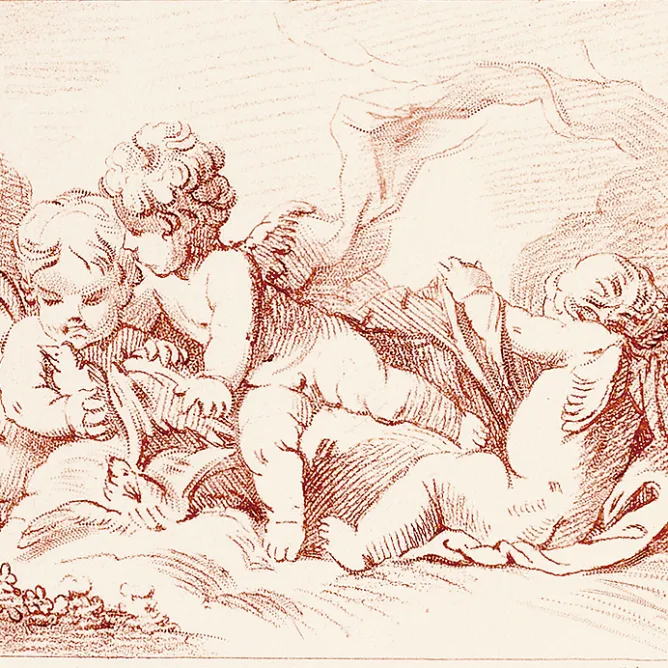Boutiques de musées Estampe Quatre amours avec char et carquois Clearance