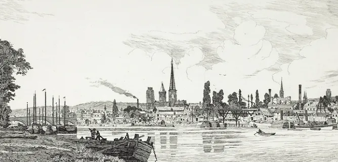 Architecture Et Villes<Boutiques de musées Estampe Rouen : vue générale - Emile-Frédéric Nicolle