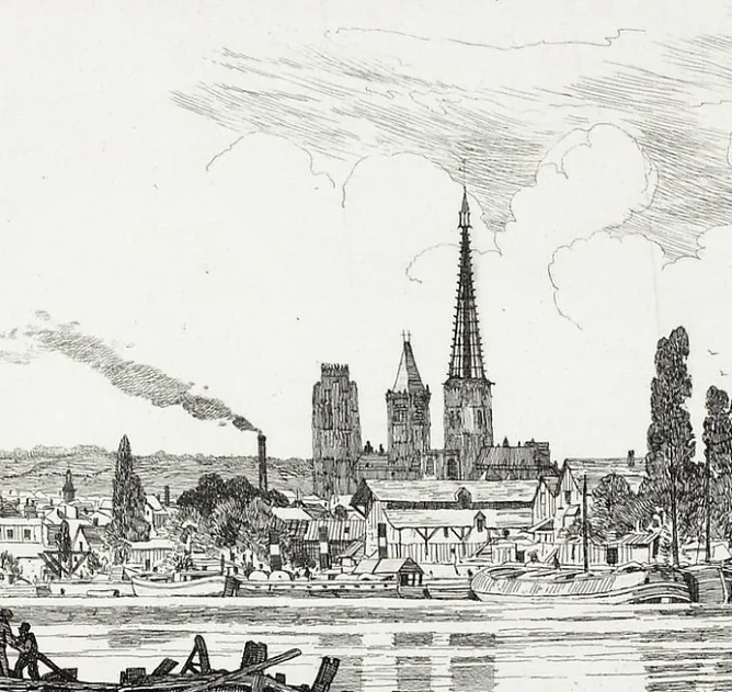 Architecture Et Villes<Boutiques de musées Estampe Rouen : vue générale - Emile-Frédéric Nicolle