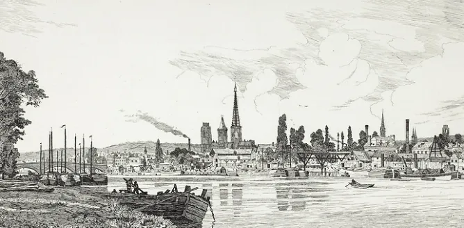 Architecture Et Villes<Boutiques de musées Estampe Rouen : vue générale - Emile-Frédéric Nicolle