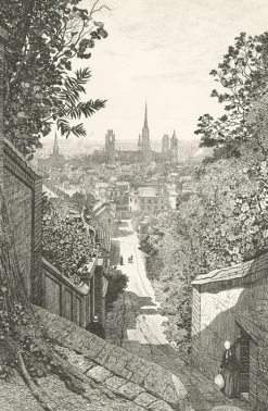 Architecture Et Villes<Boutiques de musées Estampe Rouen, Vue prise de la rue Louis Bouillet - Emile-Frédéric Nicolle