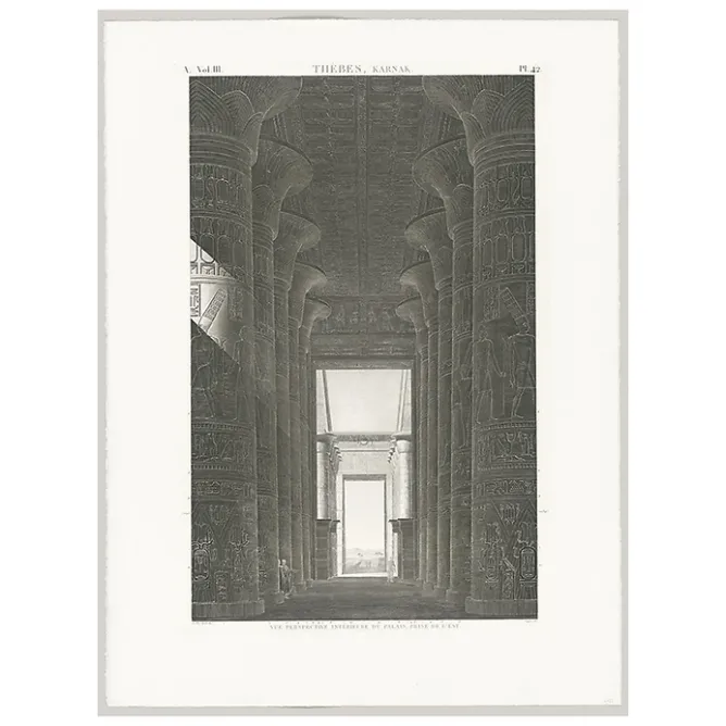 Description De L'Égypte<Boutiques de musées Estampe Thèbes. Karnak. Vue perspective intérieure du palais