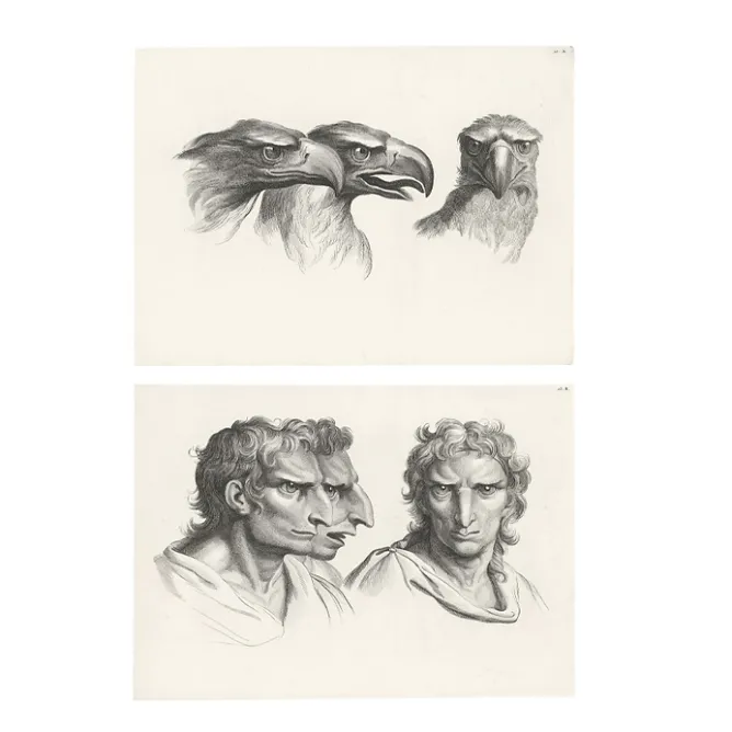 Dessins<Boutiques de musées Estampe Trois têtes d'aigle et trois têtes d'hommes en relation avec l'aigle