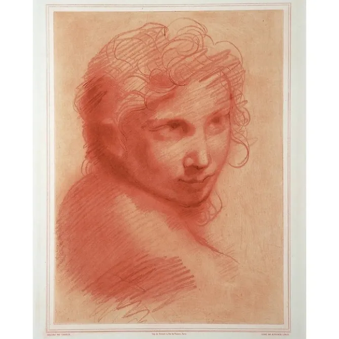 Dessins<Boutiques de musées Estampe Tête de jeune homme - Michelangelo Anselmi