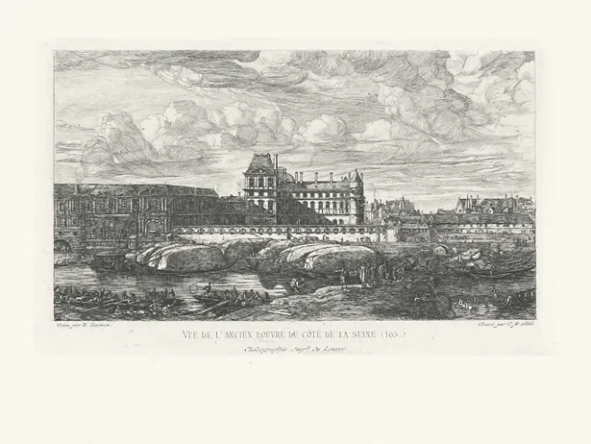 Paris Et Le Louvre<Boutiques de musées Estampe Vue de l'ancien Louvre, du côté de la Seine - Zeeman