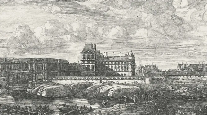 Paris Et Le Louvre<Boutiques de musées Estampe Vue de l'ancien Louvre, du côté de la Seine - Zeeman