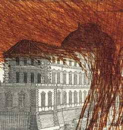 Paris Et Le Louvre|Créations Contemporaines<Boutiques de musées Estampe Vue du Louvre et de la Grande Galerie du côté des offices - Arnulf Rainer 1992
