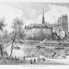 Boutiques de musées Estampe Vue du quai aux fleurs en 1880 - Alfred-Louis Brunet-Debaines Sale