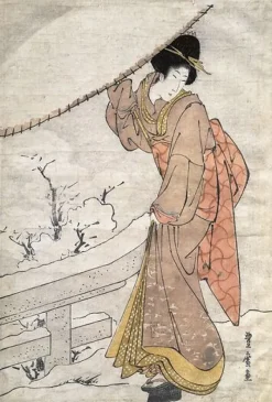 Boutiques de musées Femme au parapluie dans la neige, 1773-1828 (toiles sur châssis) Clearance