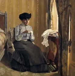 Boutiques de musées Femme cousant dans un intérieur (toiles encadrées) Hot