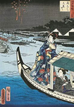 Boutiques de musées Femme dans une barque durant une fête (panneaux aluminium) Discount