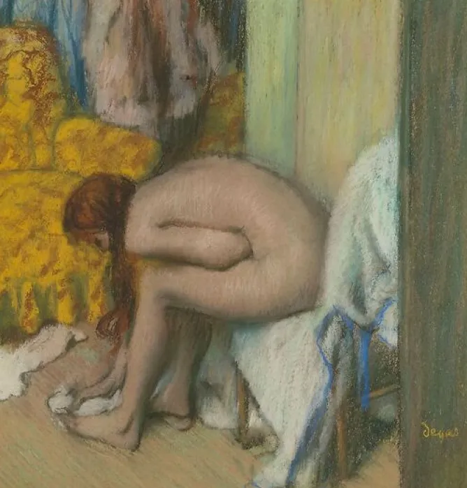 Boutiques de musées Femme à la toilette, essuyant son pied gauche (panneaux acryliques) Hot