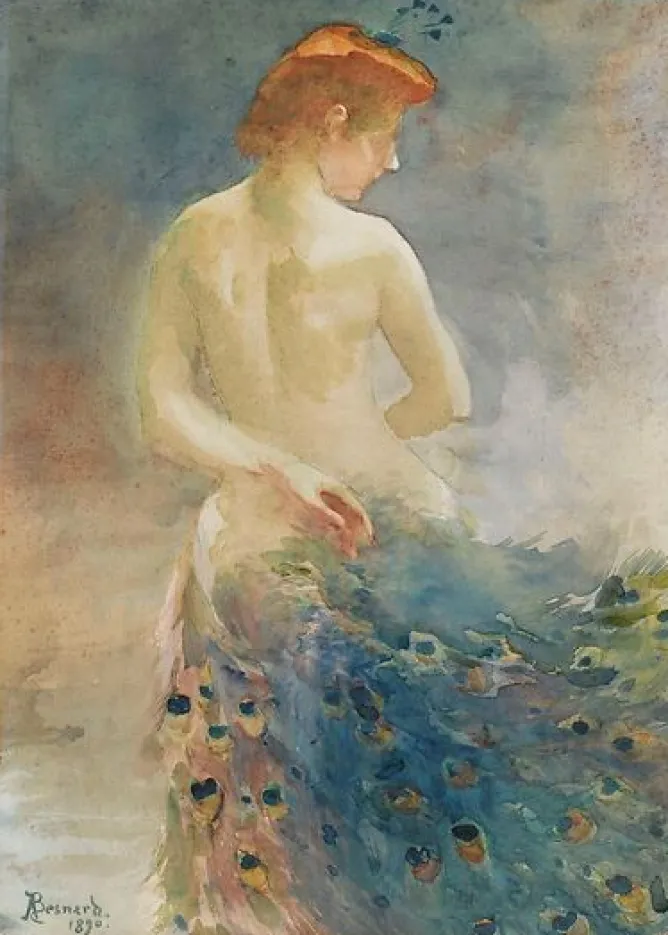 Toiles Encadrées|Toiles Sans Cadre<Boutiques de musées Femme nue, de dos, avec une queue de paon, la tête de profil à droite (toiles encadrées)