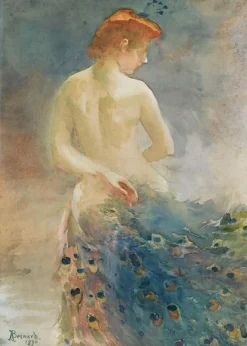 Boutiques de musées Femme nue, de dos, avec une queue de paon, la tête de profil à droite (toiles sur châssis) Online