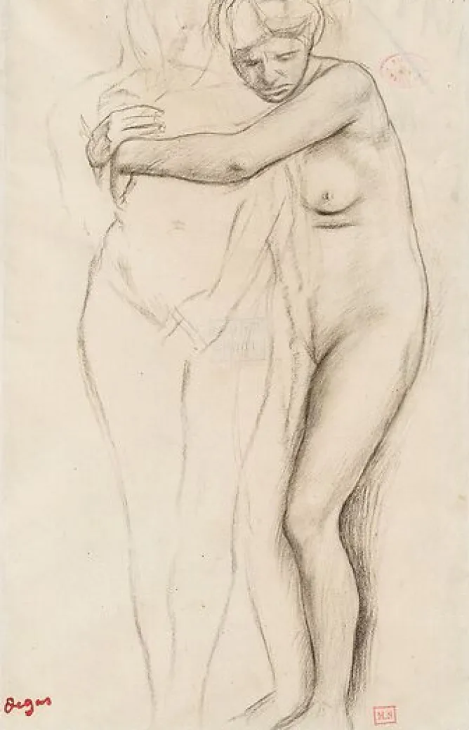 Toiles Encadrées|Toiles Sur Châssis<Boutiques de musées Femme nue, enlaçant une figure à sa droite, étude pour Scène de guerre au Moyen Âge, dit à tort Les Malheurs de la ville d'Orléans (toiles encadrées)