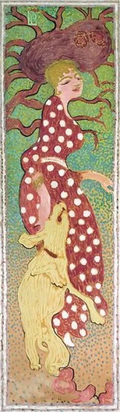 Boutiques de musées Femmes au jardin : Femme à la robe à pois blancs (toiles sans cadre) Discount
