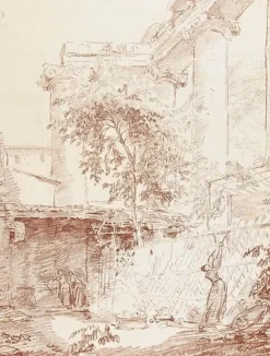 Boutiques de musées Femme étendant du linge, dans une cour (toiles encadrées) Outlet