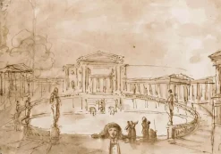 Boutiques de musées Grand bassin central entouré d'une balustrade, au centre d'une place (affiches d'art)