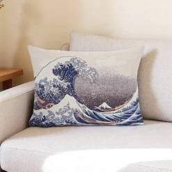 Boutiques de musées Housse de coussin Hokusai La vague Clearance