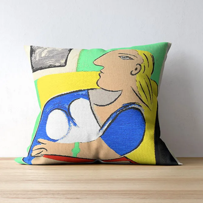 Art De La Maison<Boutiques de musées Housse de coussin Pablo Picasso - Femme dans un fauteuil jaune, 1932 - 45 x 45 cm - Pansu