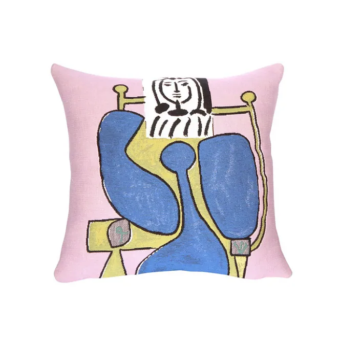 Boutiques de musées Housse de coussin Picasso Femme assise à la robe bleue Online
